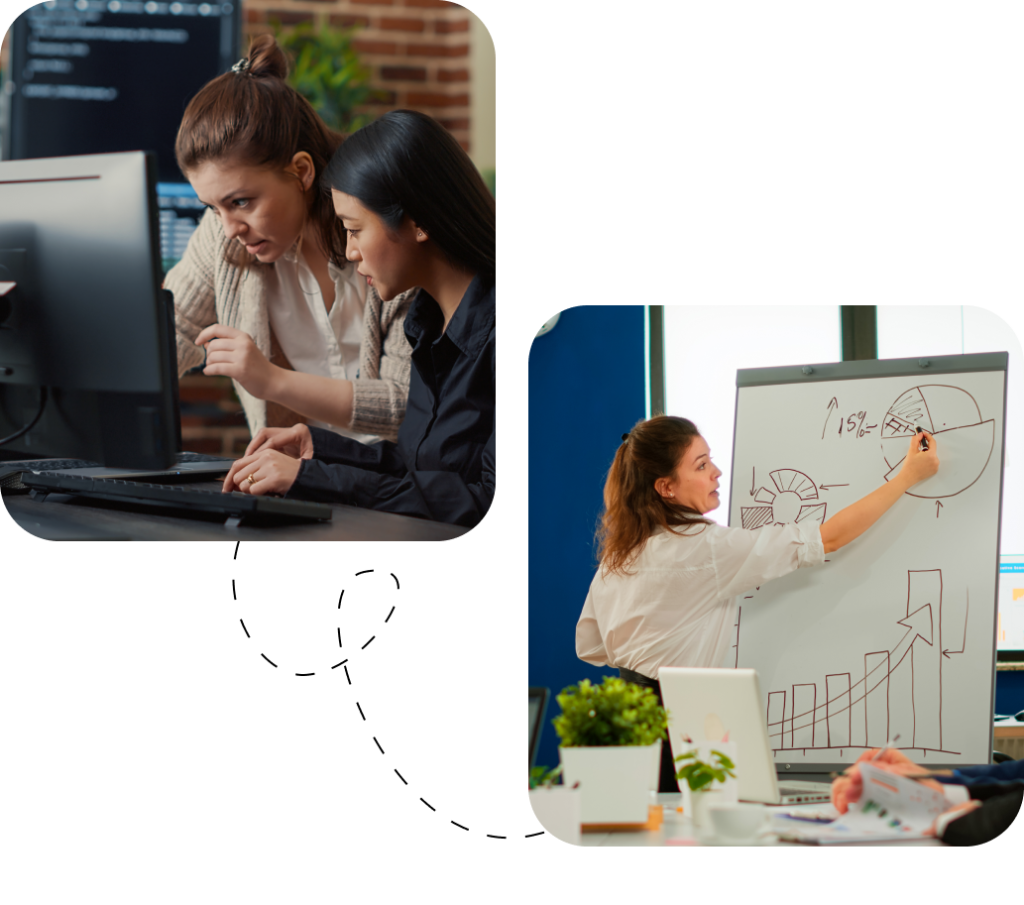 Women are working about digital marketing strategy.